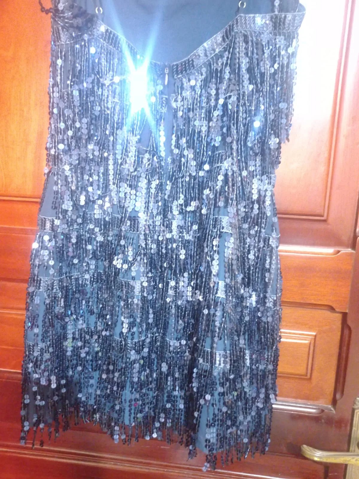 Navy Sequin Fringe Party Dress - photo 5