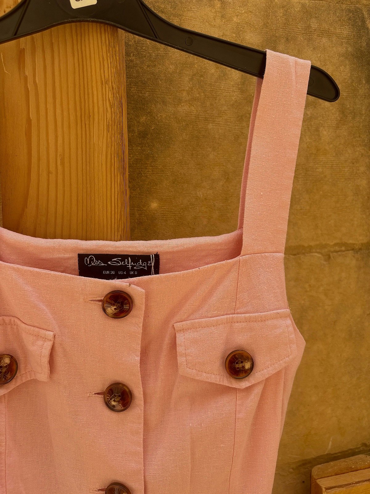 Vestido rosa de lino con botones de Miss Selfridge - photo 3