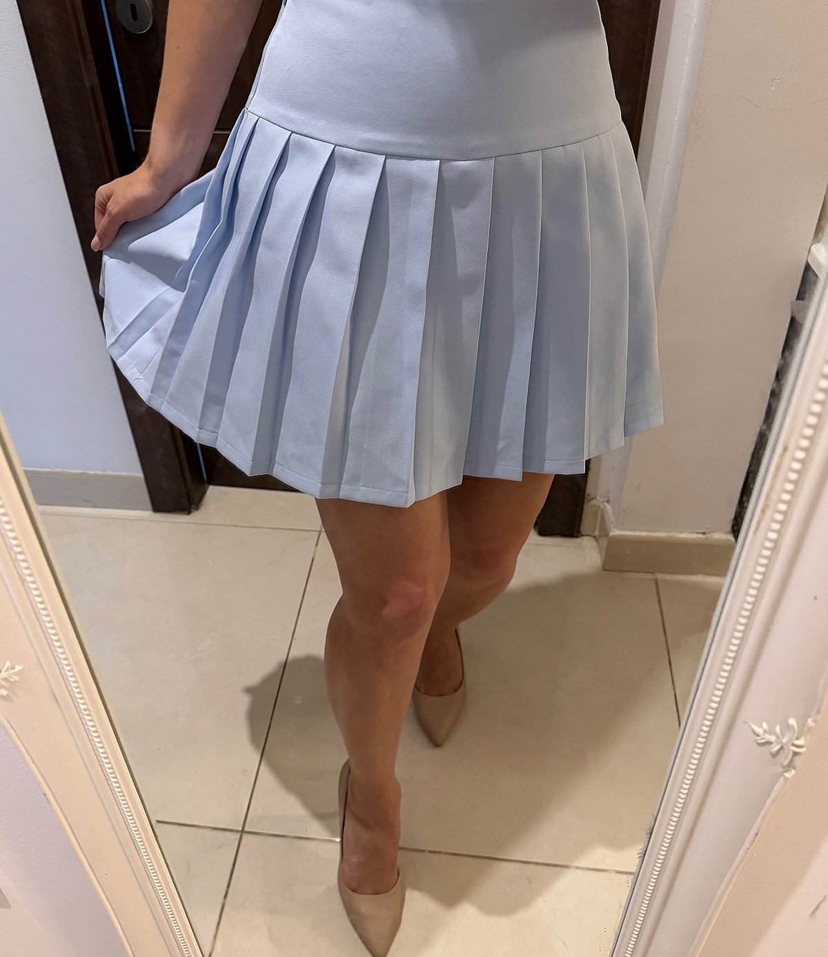 Mini-saia plissada azul-clara - photo 2