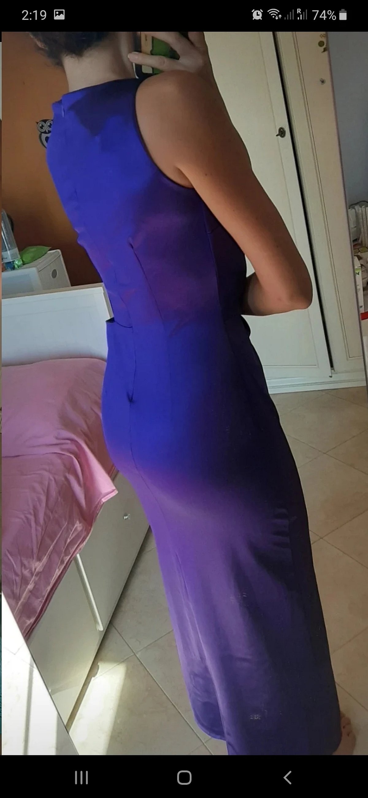 Vestido midi roxo com recortes - photo 3