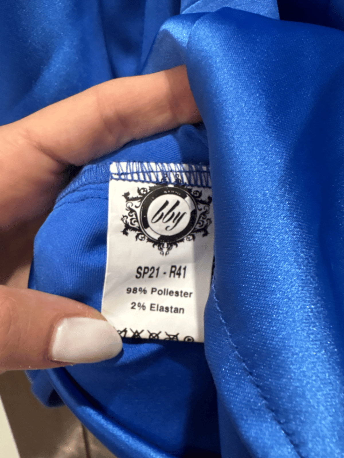 Minivestido azul con hombros al aire - photo 4