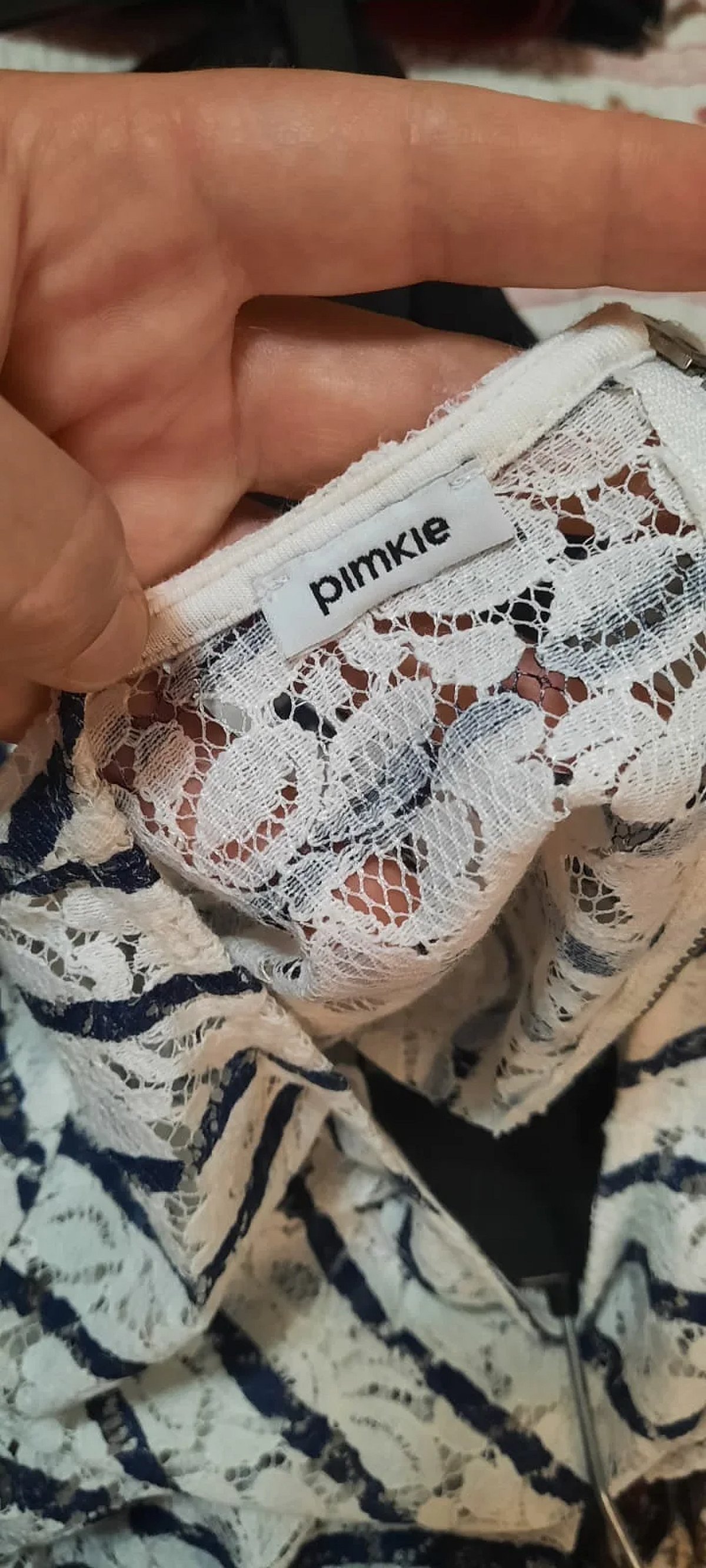 Maglia a maniche corte a righe in pizzo - photo 2
