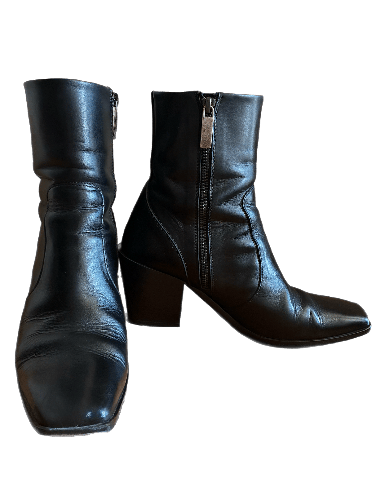Stivali tal-Ġilda sewda b'takkuna kwadra u punt ta' Thursday Boots - photo 4