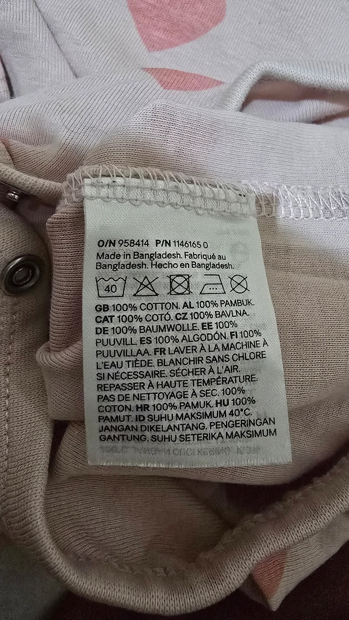 Bodysuit tat-trabi bi stampar ta' qalb roża ta' H&M - photo 2