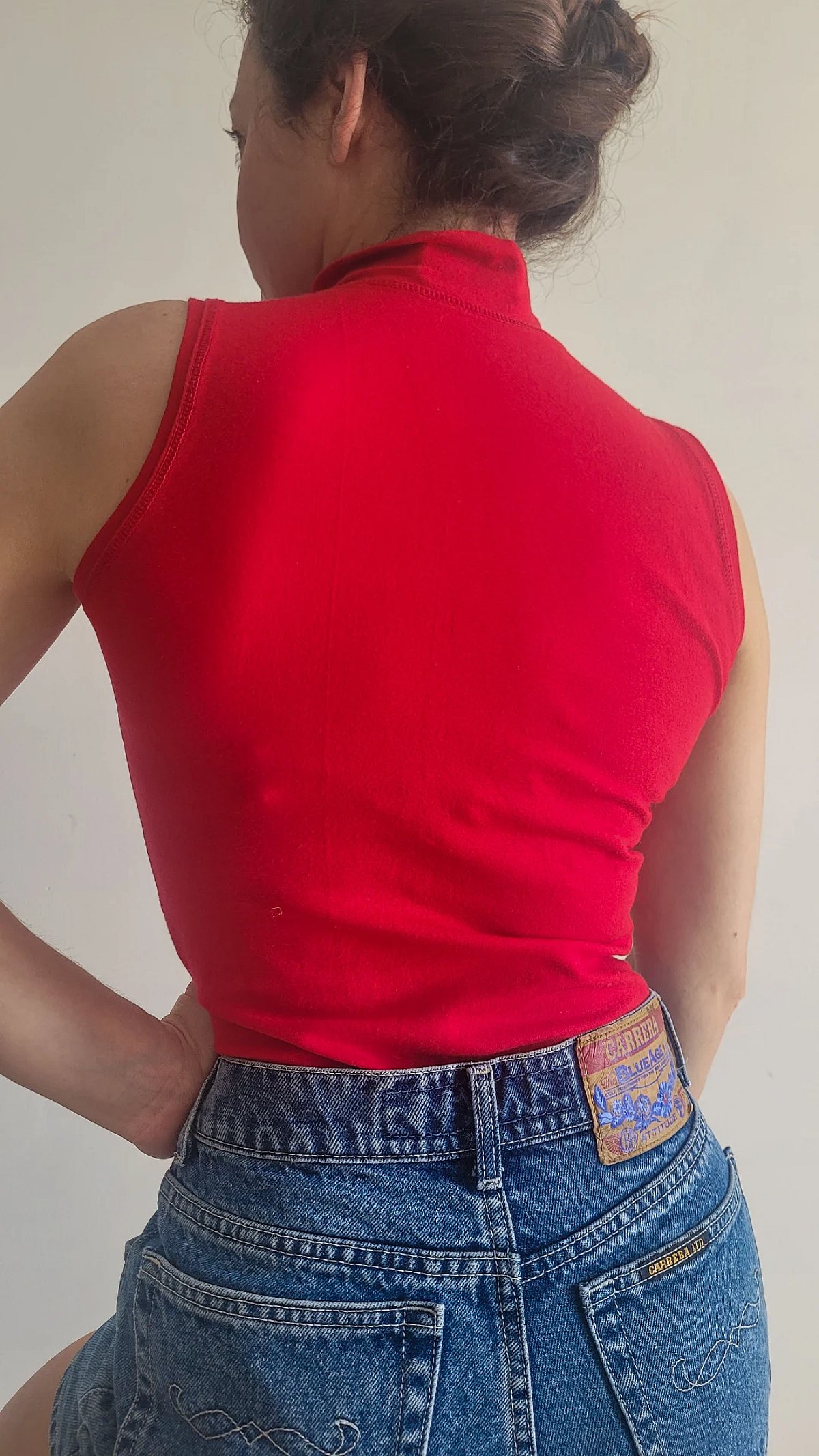 Body rosso senza maniche con colletto e bottoni in stile marinaro - photo 2