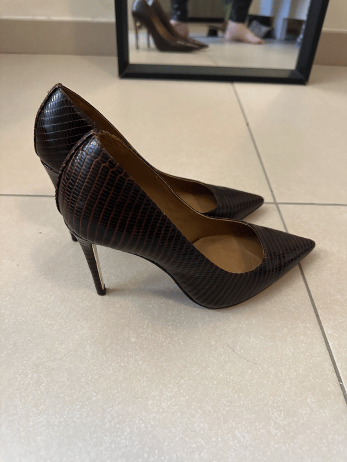 Sapatos de salto alto Massimo Dutti com estampa de réptil - photo 2