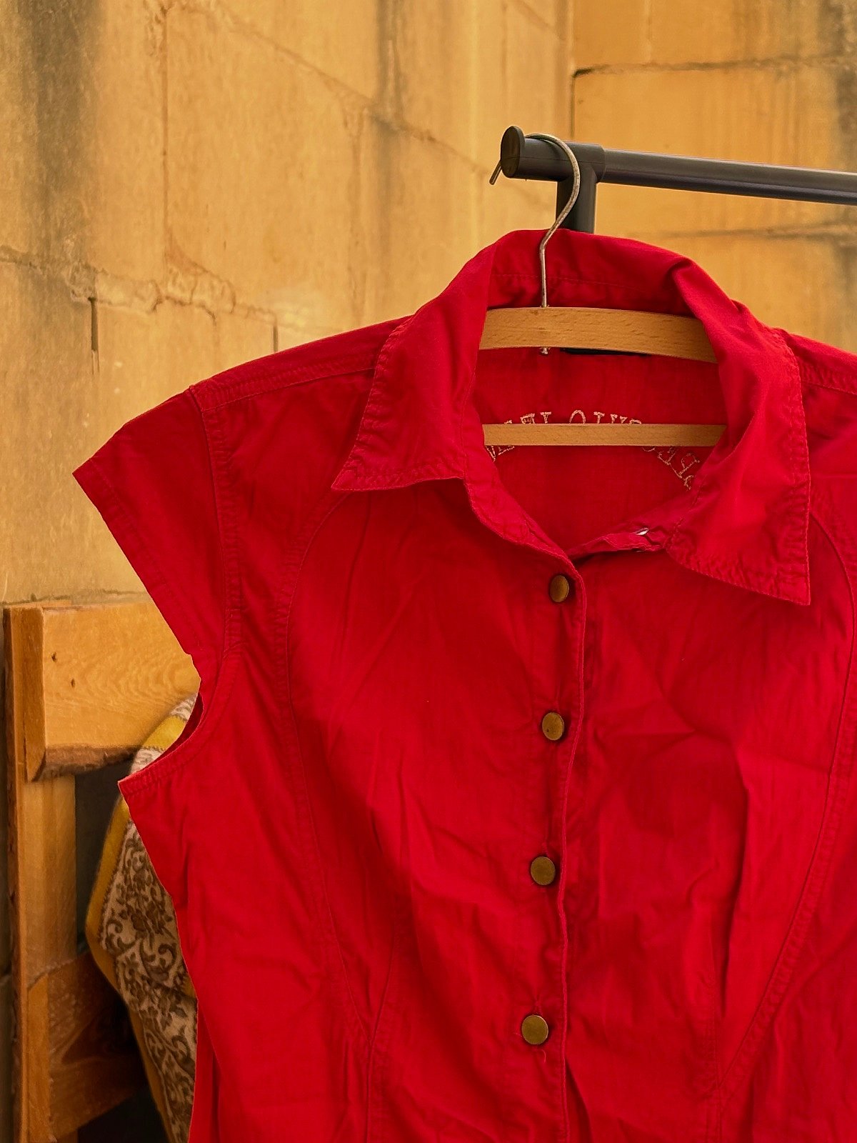 Vintage Specchio Red Sleeveless Denim Romper Playsuit - photo 2