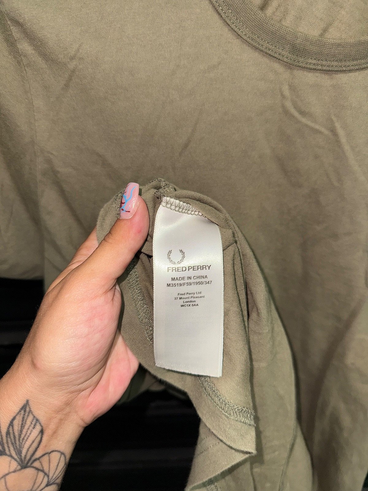Camiseta de cuello redondo Fred Perry Olive - photo 3