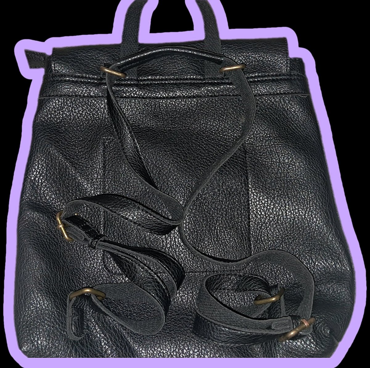 Backpack tal-Ġilda Artifiċjali Iswed b'Ċikkulata (Stil Minimalista) - photo 2