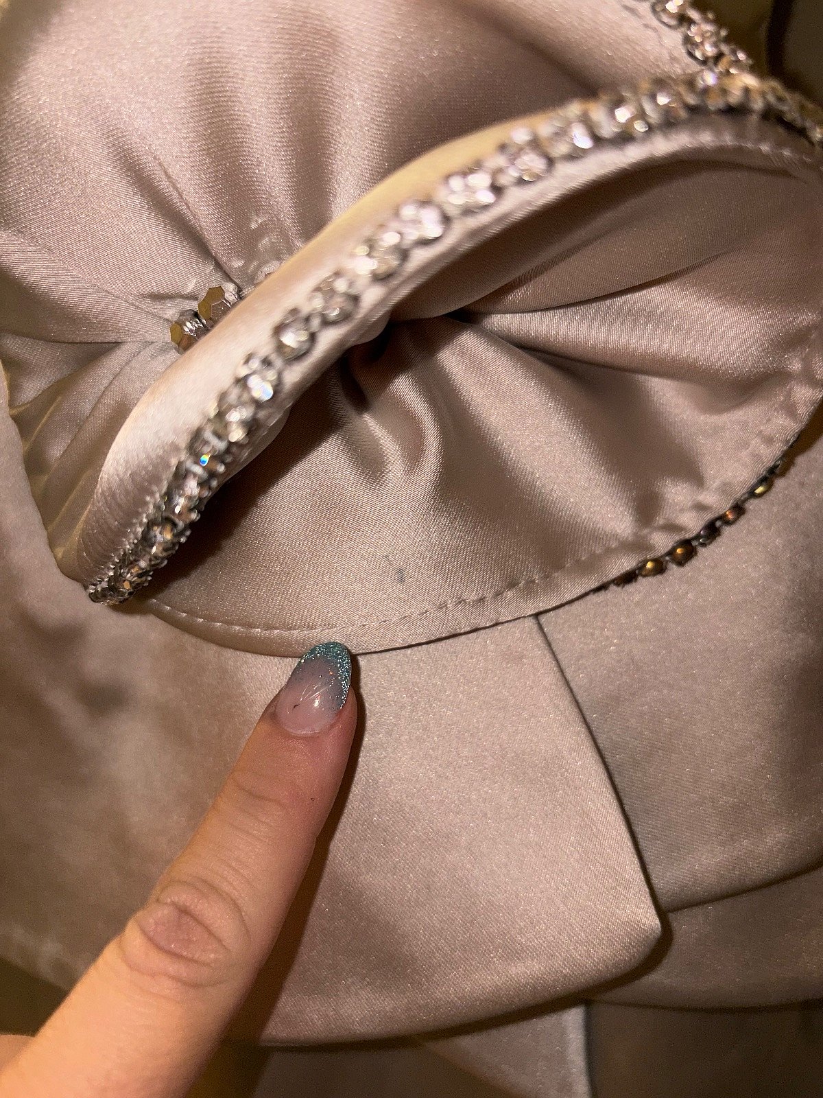 Champagne Satin Peplum Formal Dress EU42 - photo 3
