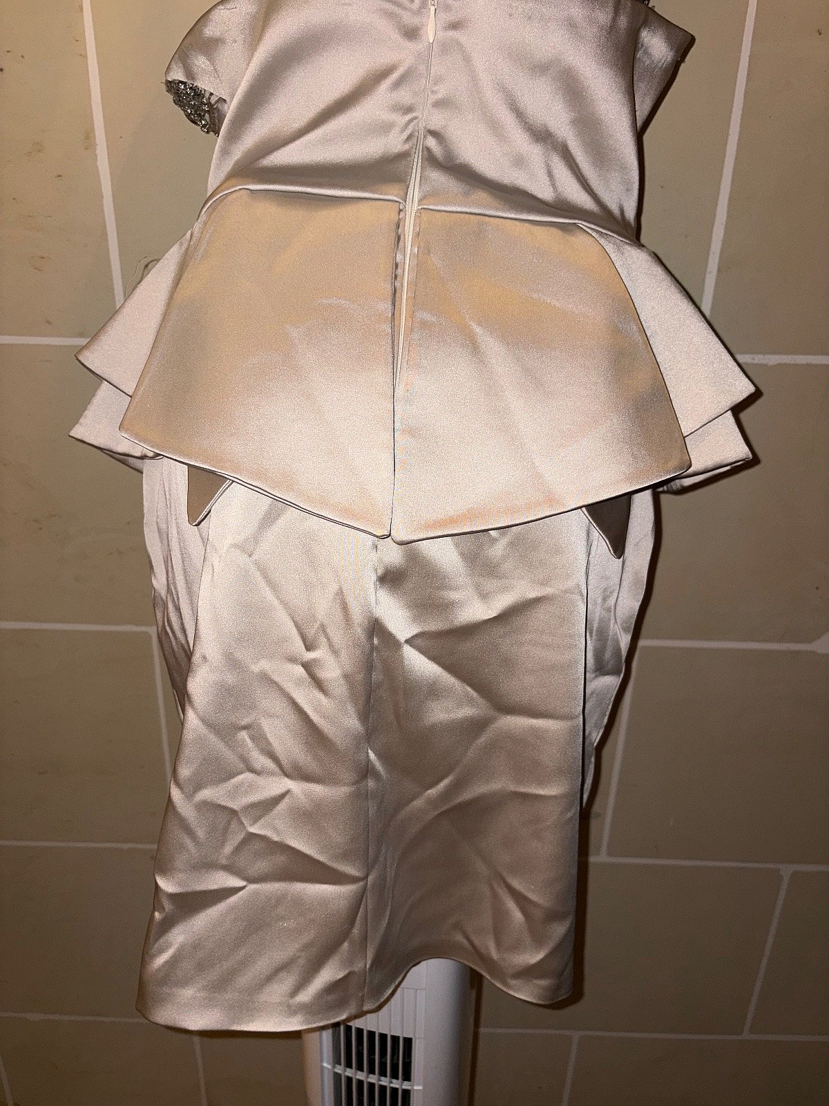 Champagne Satin Peplum Formal Dress EU42 - photo 6