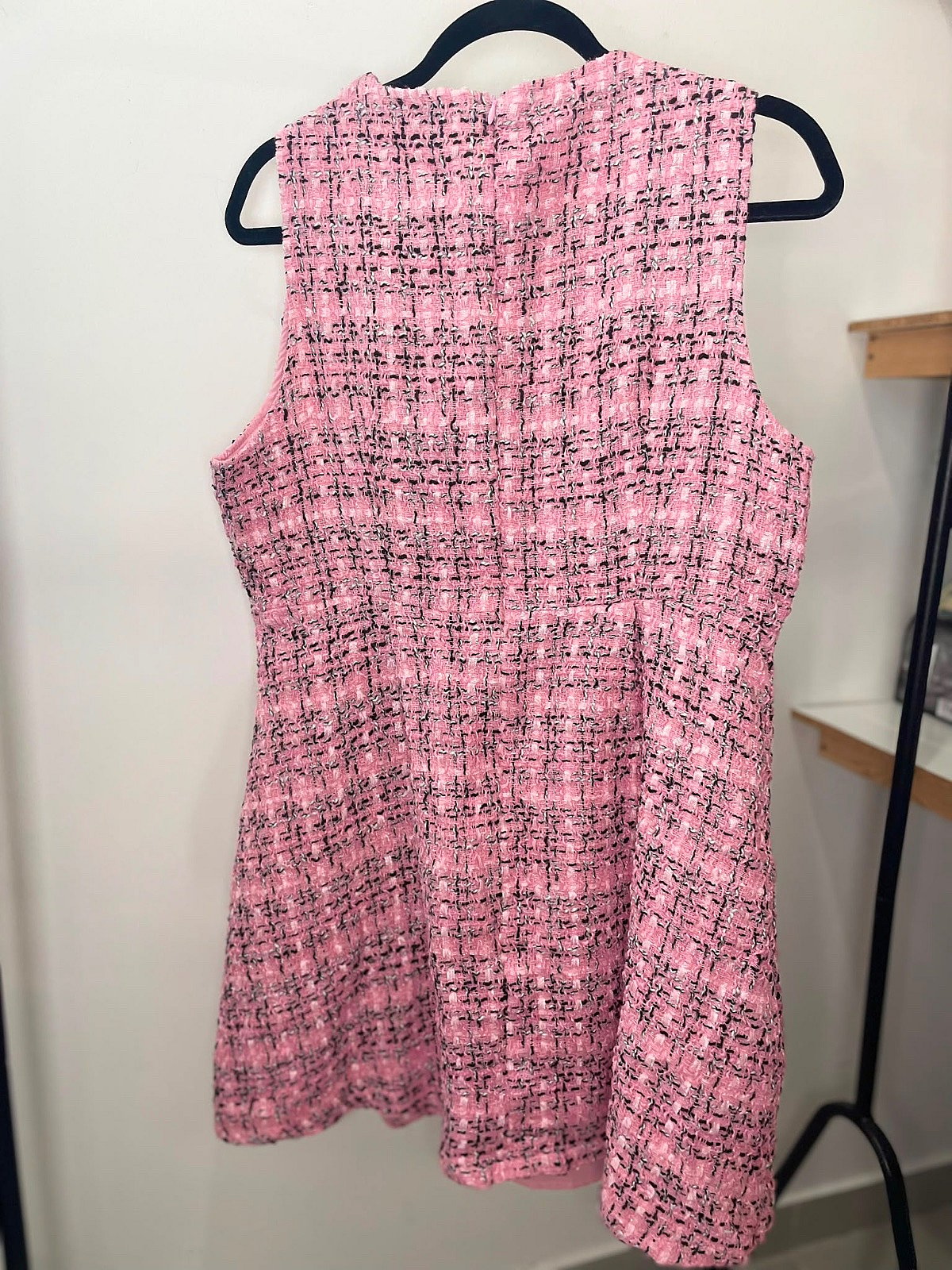 Pink Tweed Sleeveless Dress - photo 2