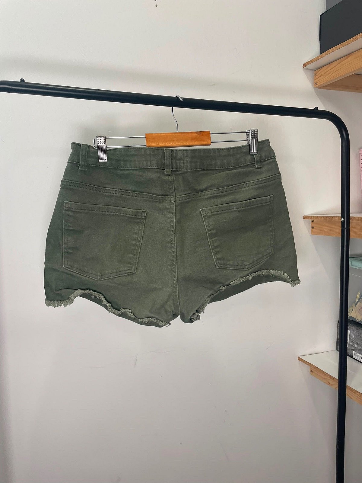 Frayed Hem Green Shorts - photo 2