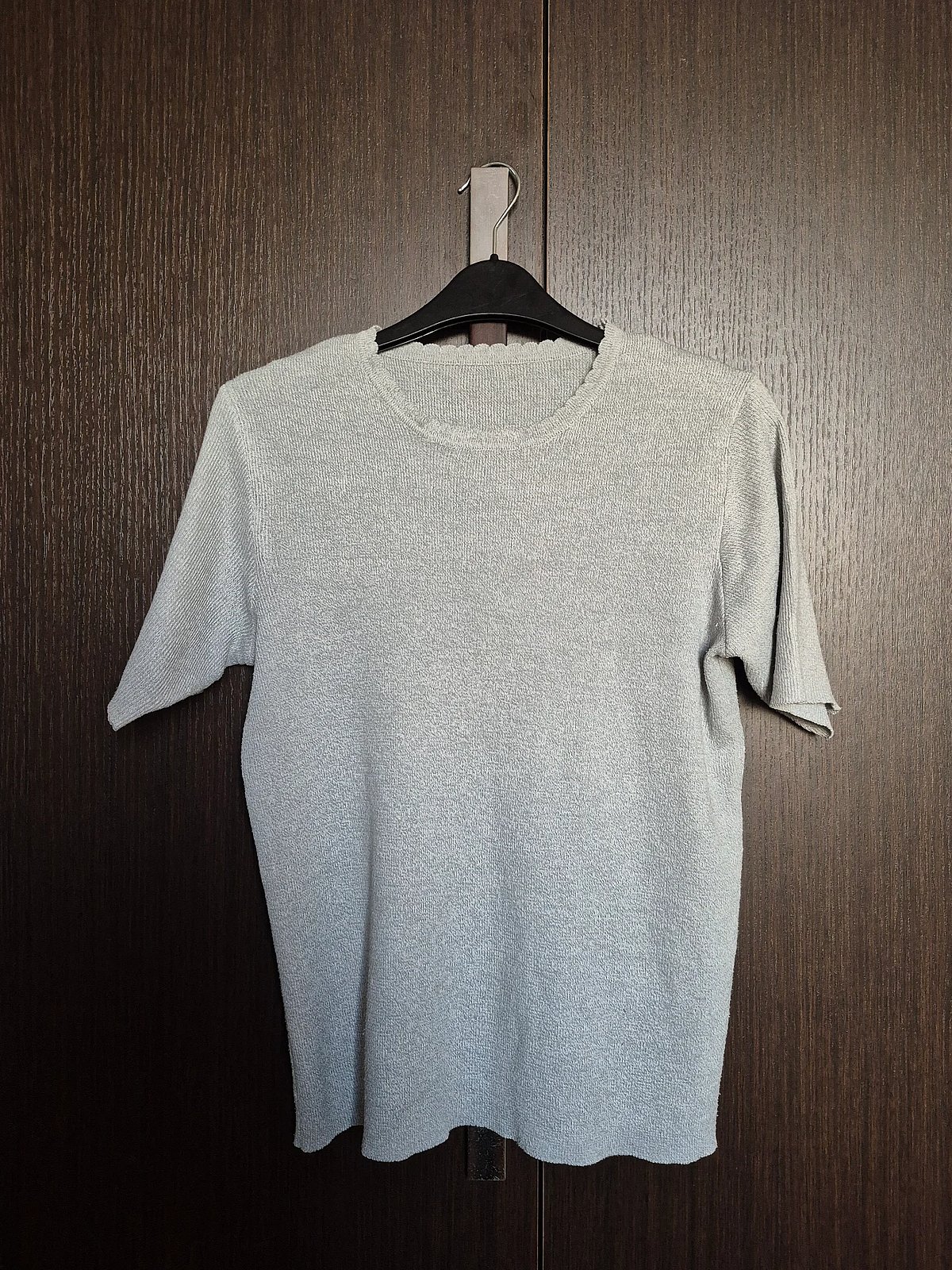 T-shirt vintage grigia a maniche corte in maglia - photo 3