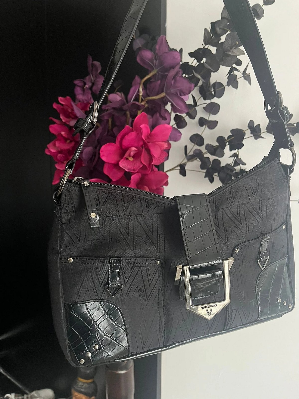 Mario Valentino Black Monogram Shoulder Bag - photo 3