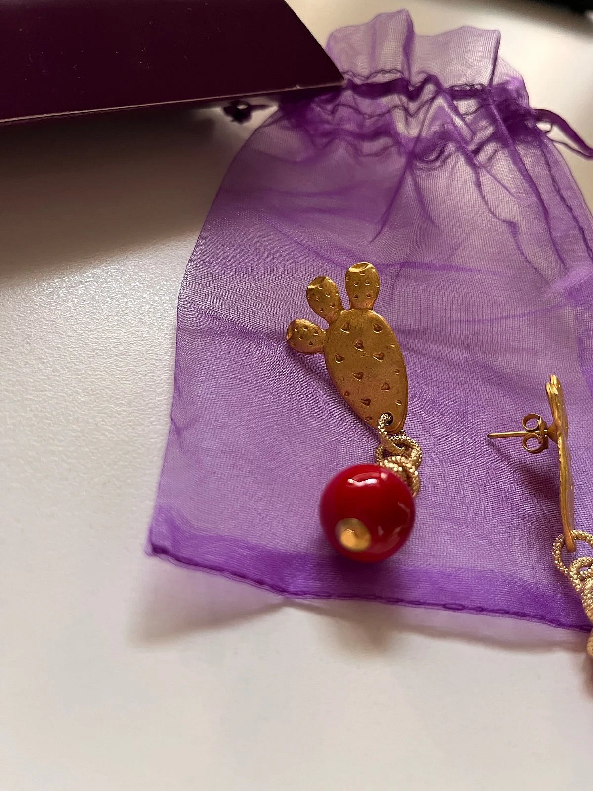 Cactus Drop Earrings Red Bead - photo 2