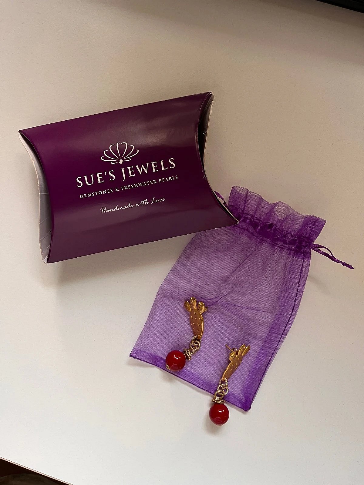 Cactus Drop Earrings Red Bead - photo 3