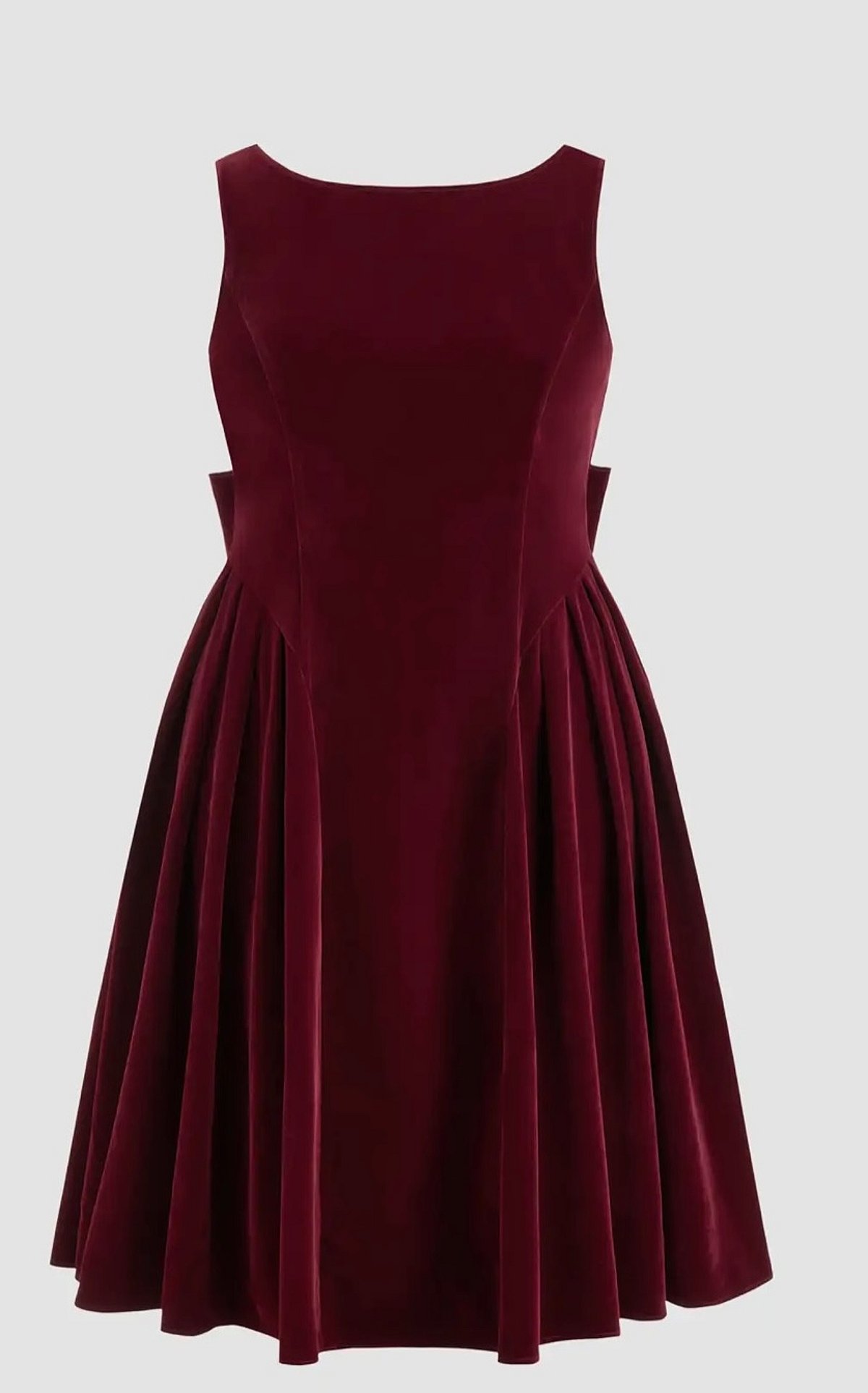 Vestido burdeos con lazo en la espalda de terciopelo. Curvas. Por favor, comprueba las medidas.  - photo 3