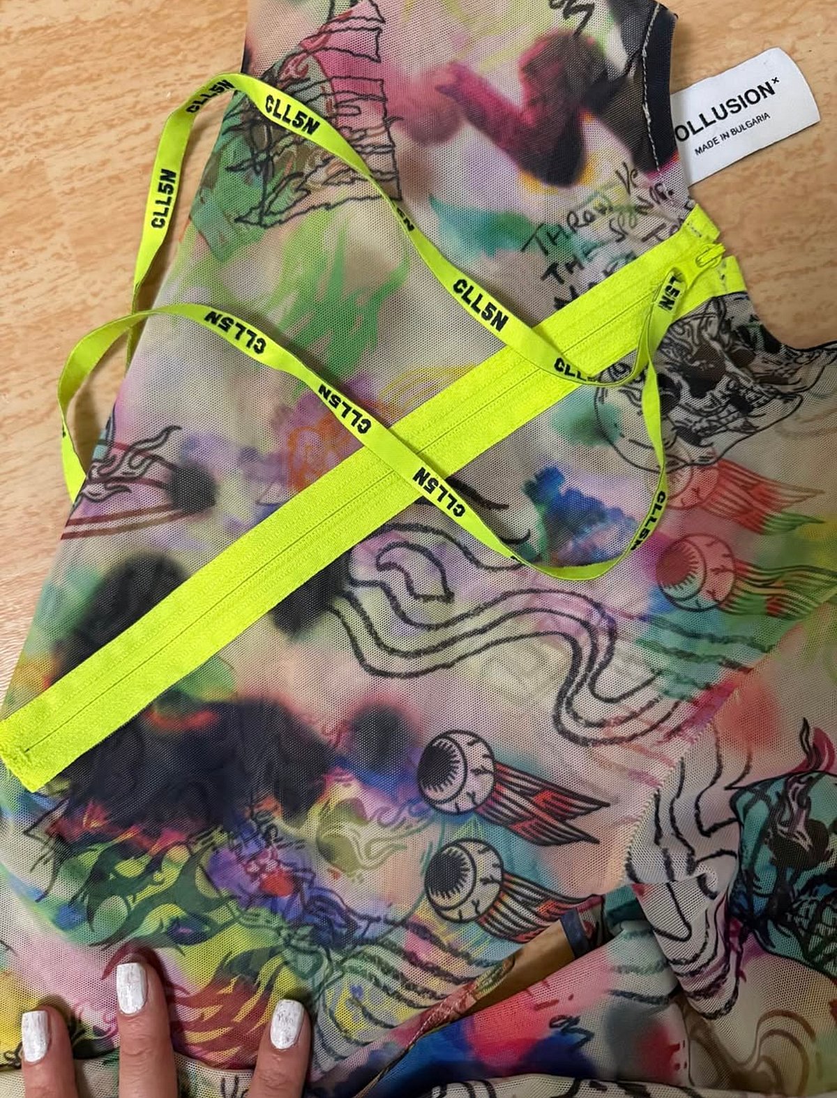 Collusion colourful Print Mesh Longsleeve Bodysuit - photo 2