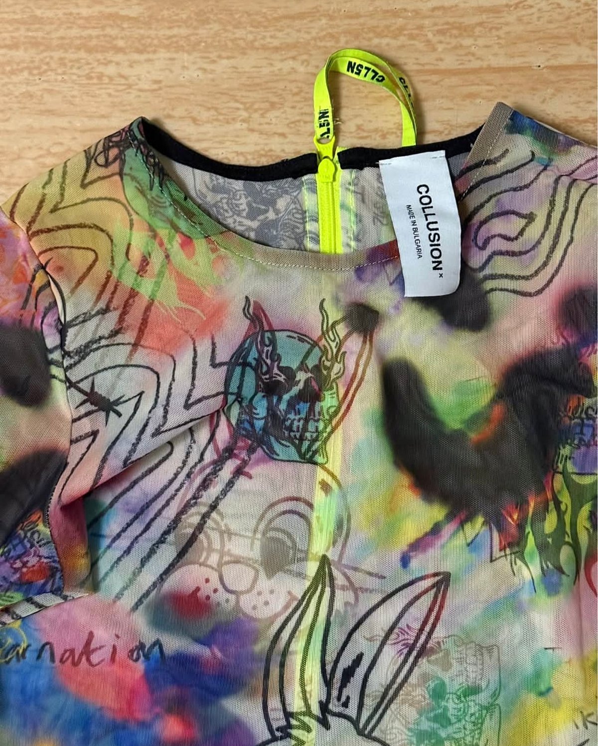 Collusion colourful Print Mesh Longsleeve Bodysuit - photo 3