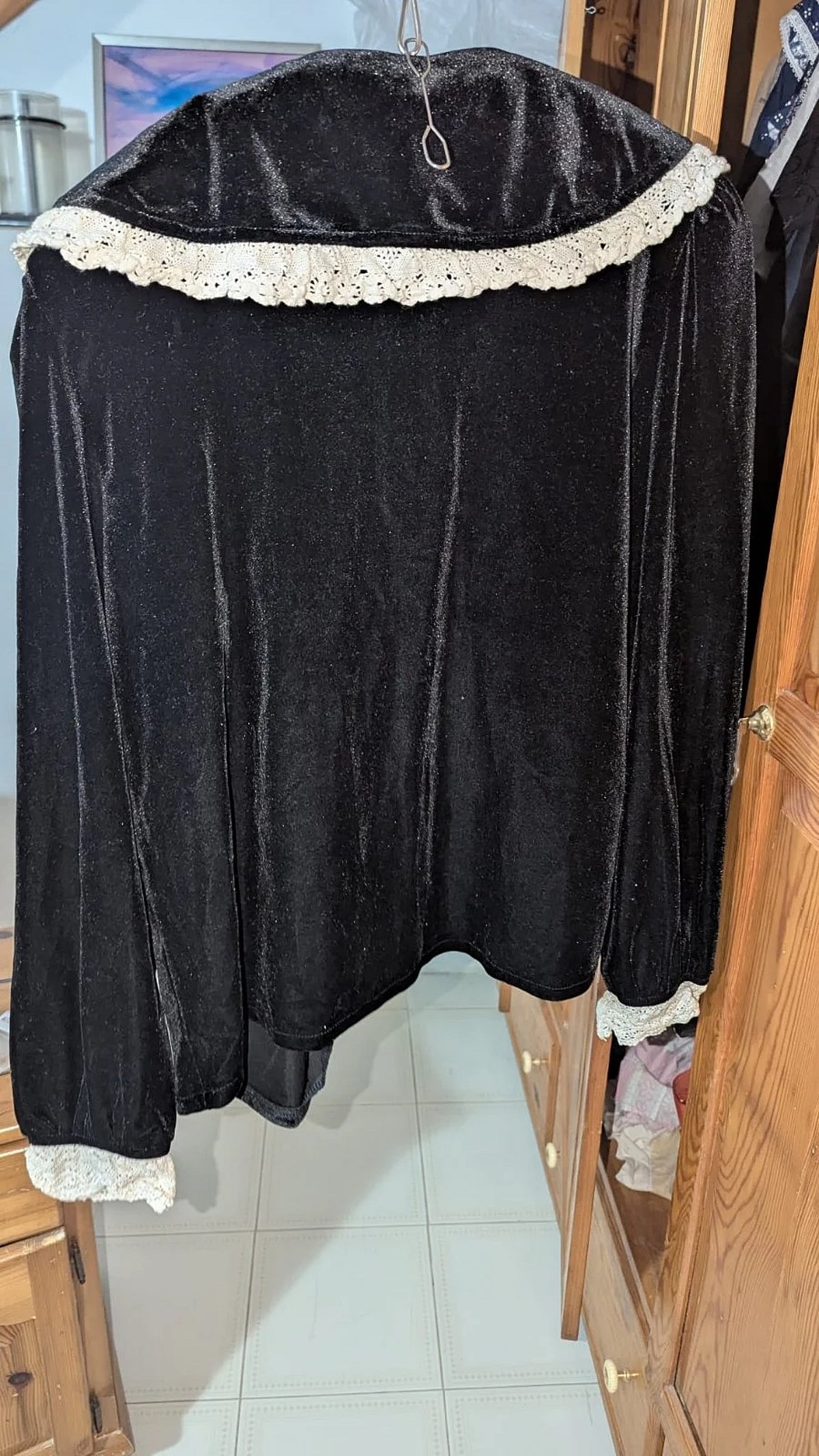 Black Velvet Lace Collar Shirt - photo 2
