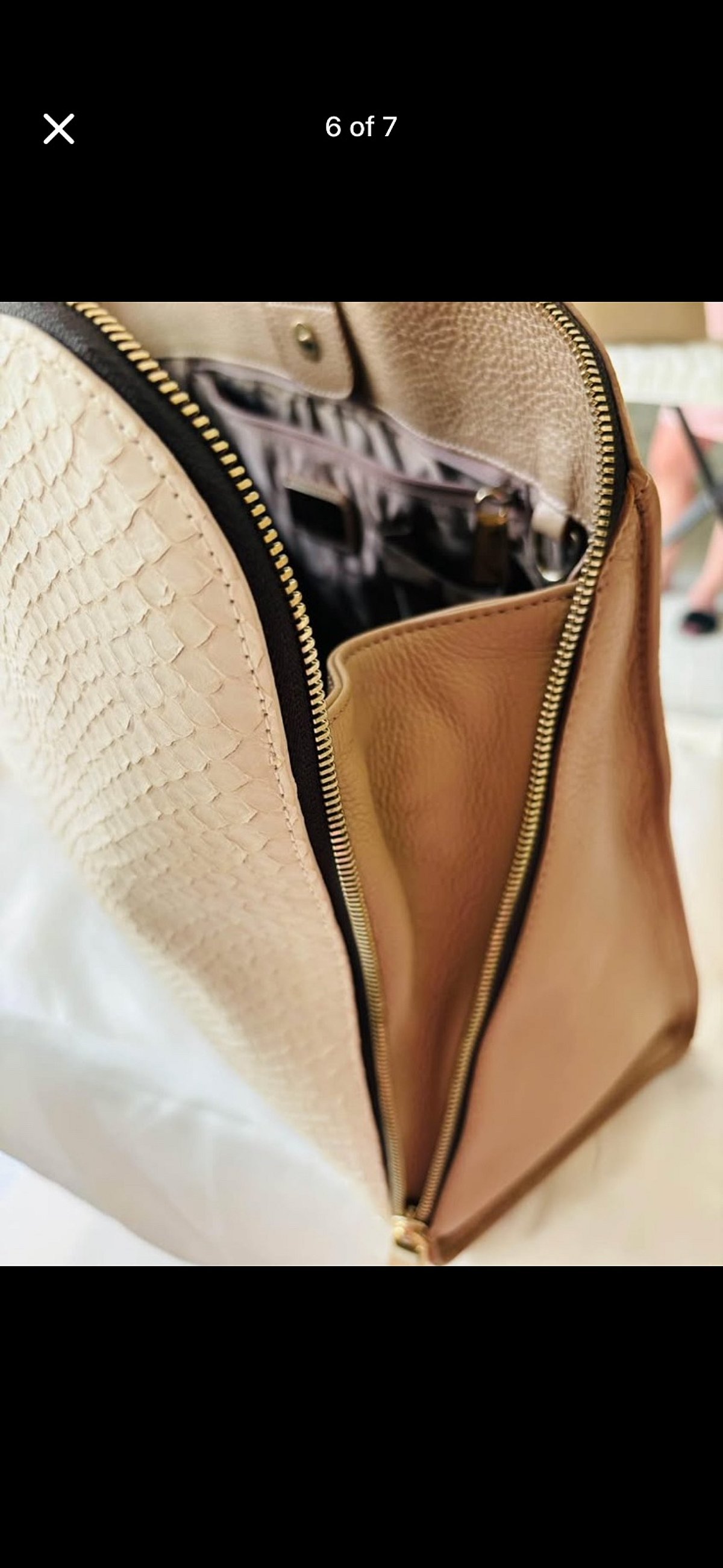 Autentica borsa Furla beige con effetto pelle di serpente - photo 4