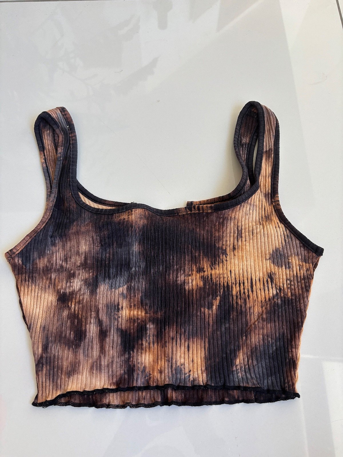 Top corto de rayas con efecto tie-dye - photo 2