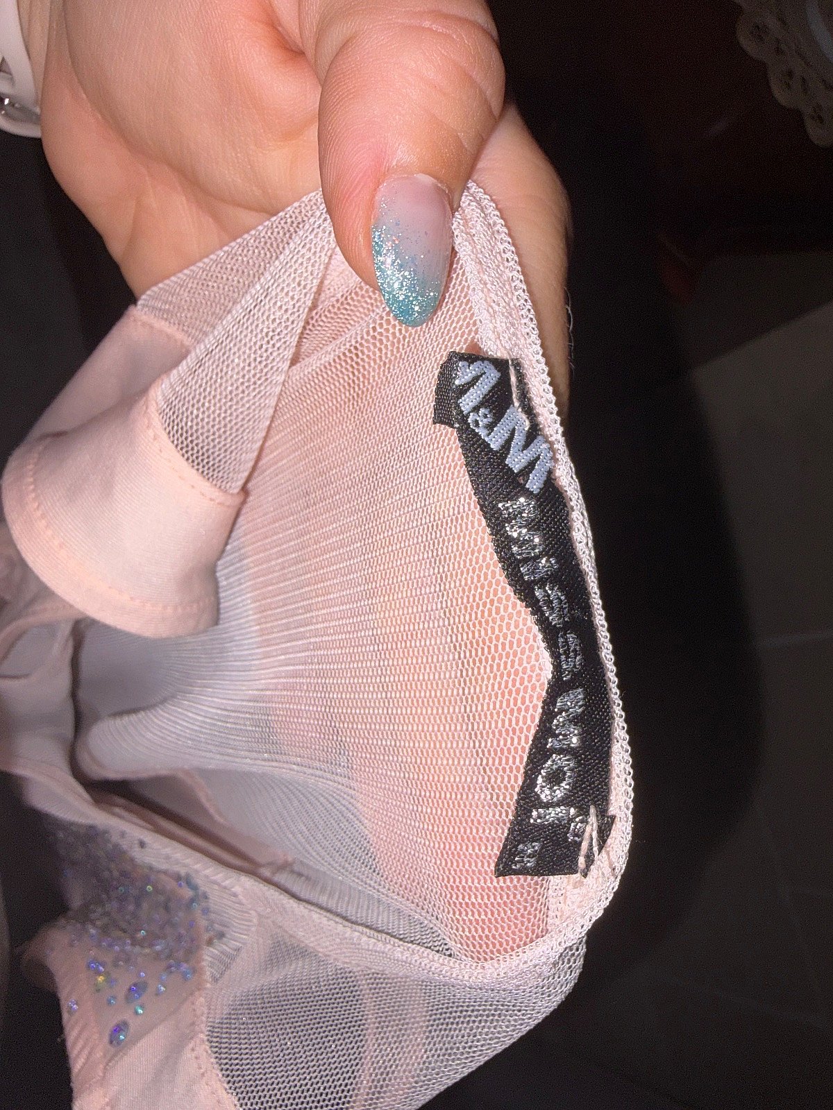 Peach Mesh Plunge Neckline Dress Size M - photo 6