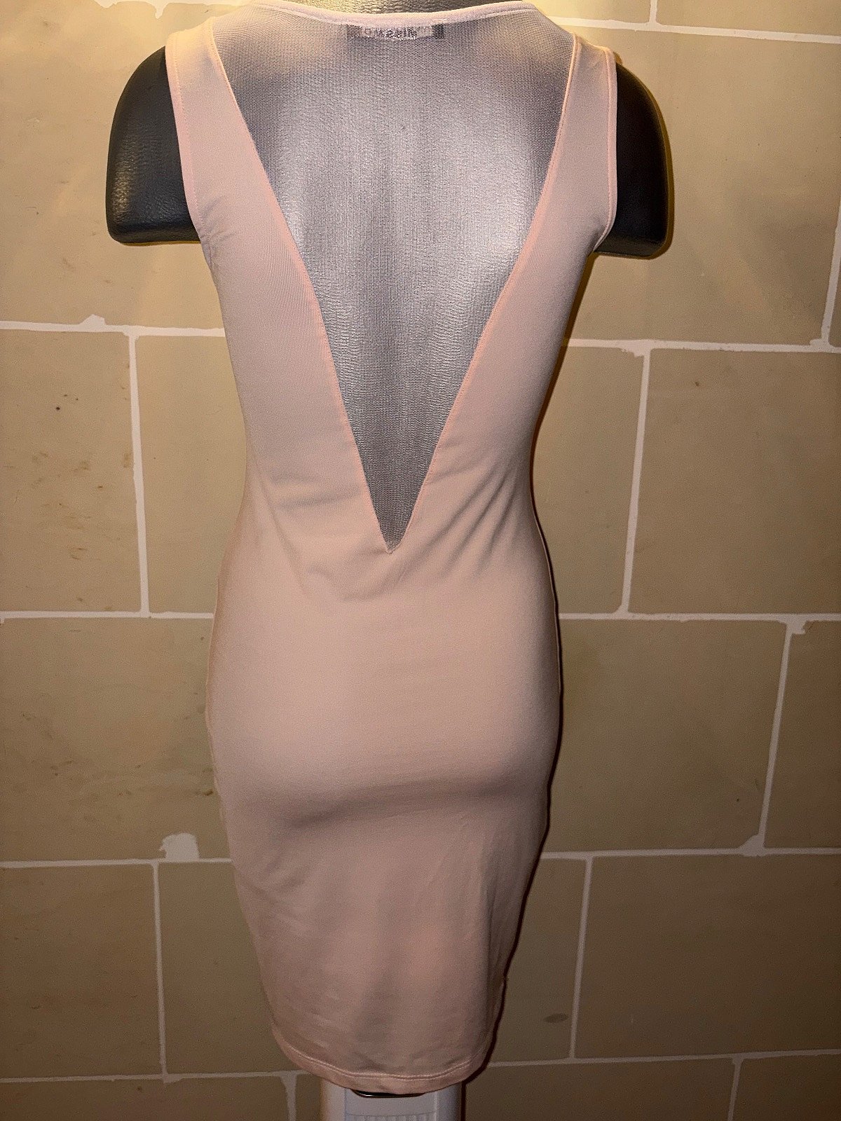 Peach Mesh Plunge Neckline Dress Size M - photo 5