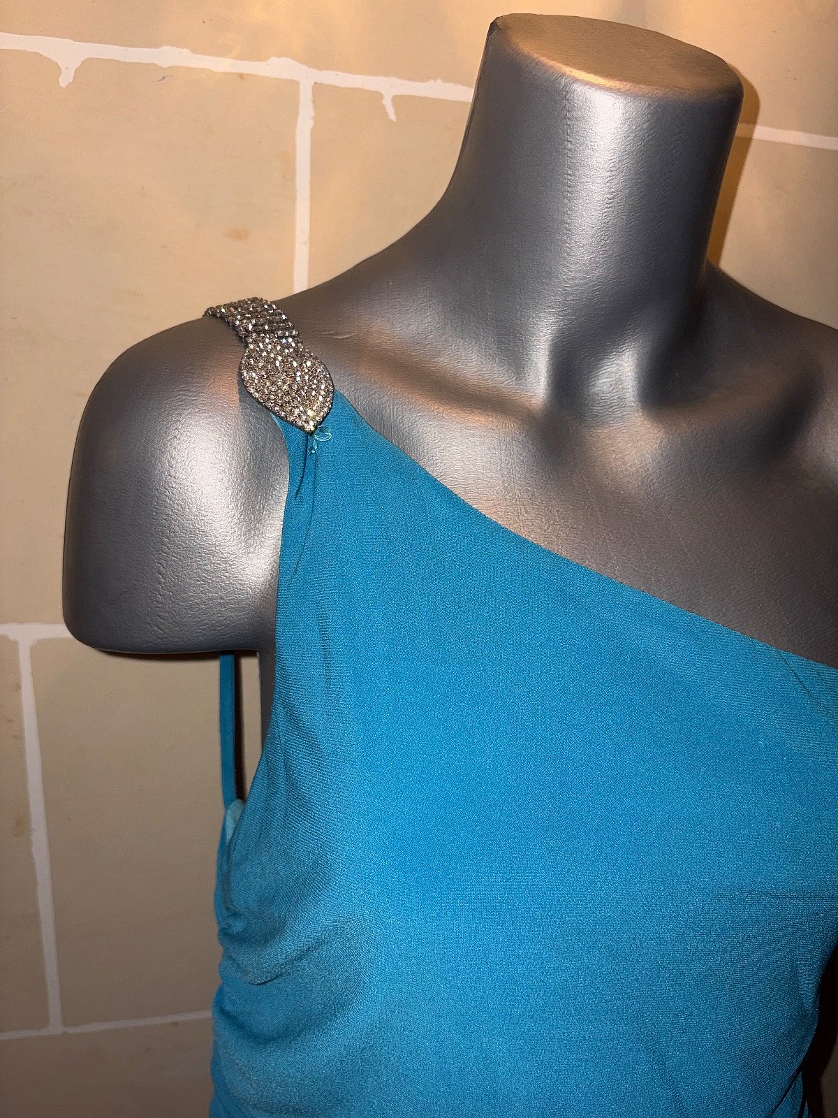 Aqua Blue One Shoulder Dress Size M/L - photo 2