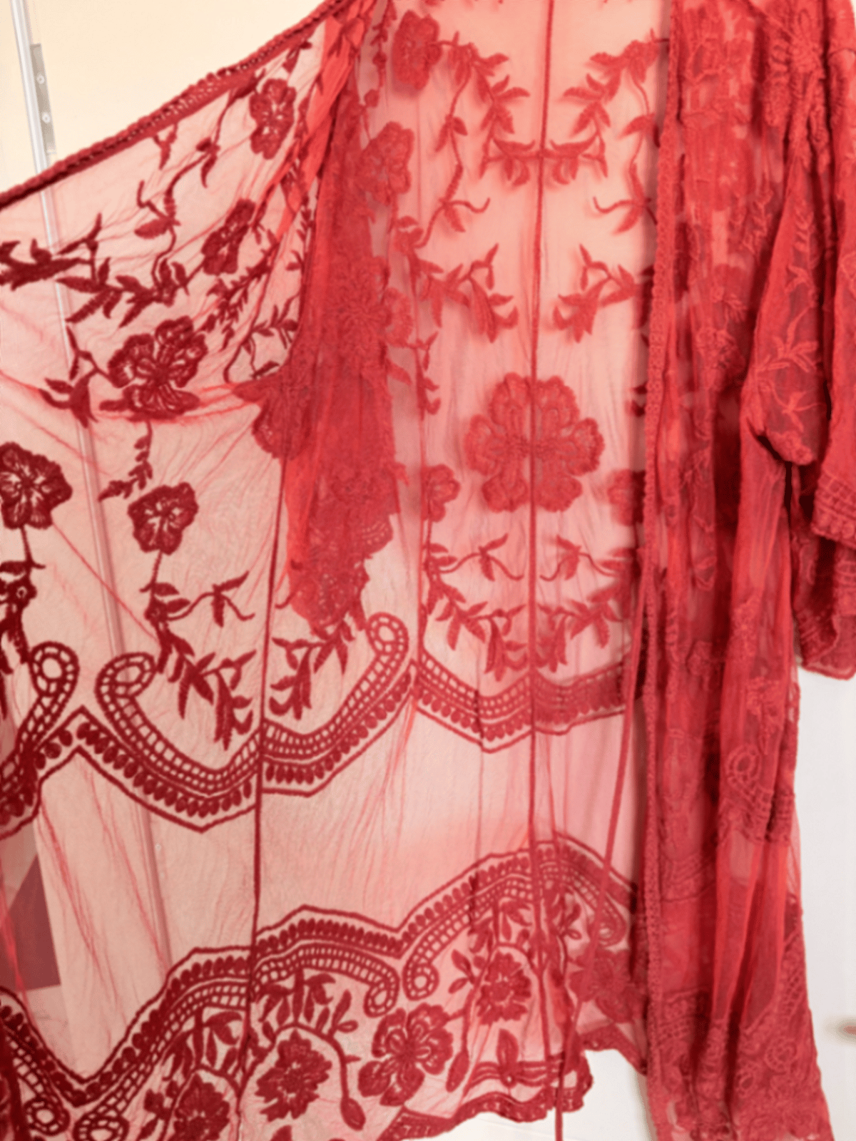 Coral Lace Embroidered Kimono - photo 3