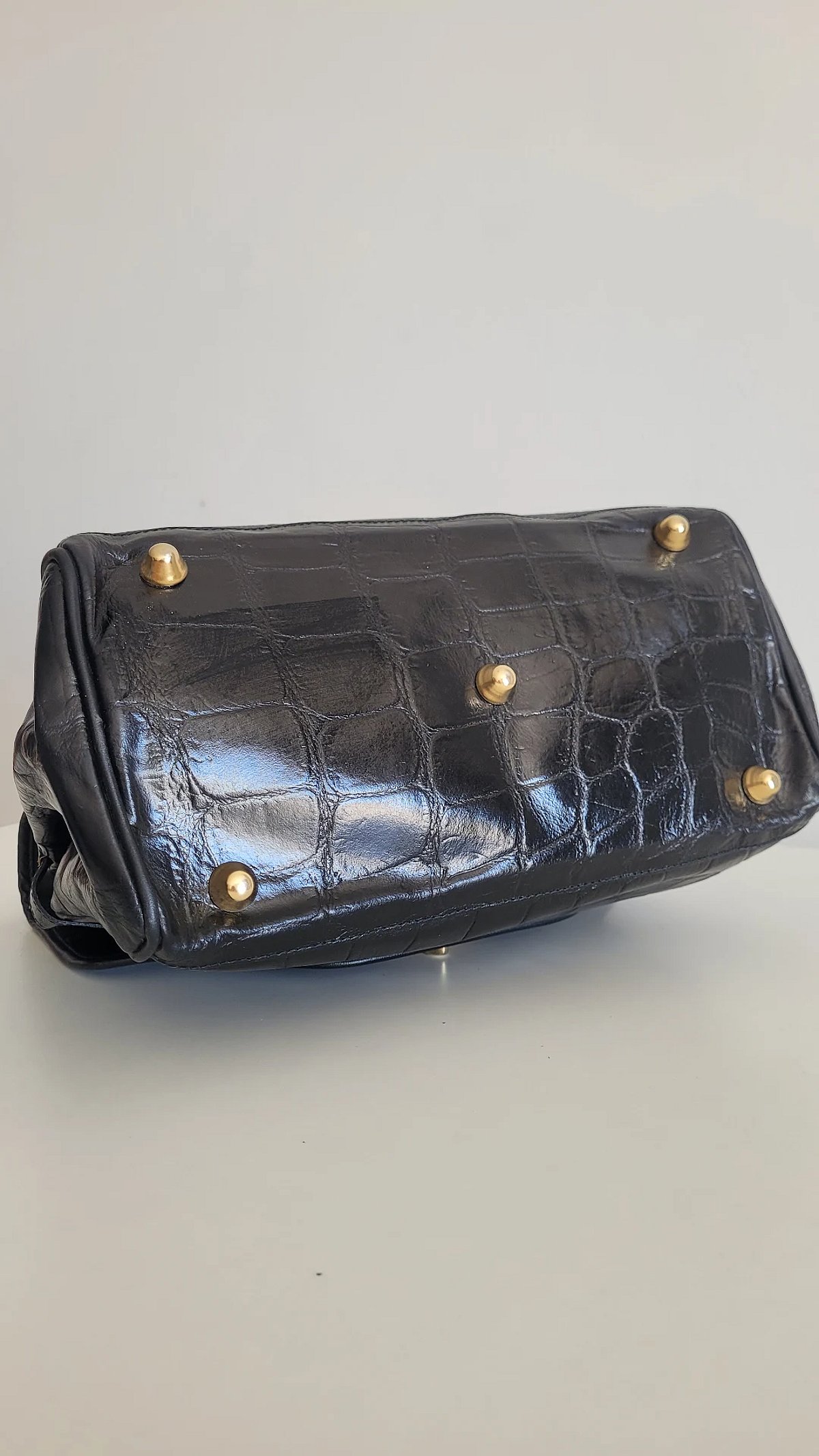 Bolsa preta com efeito croco - photo 3
