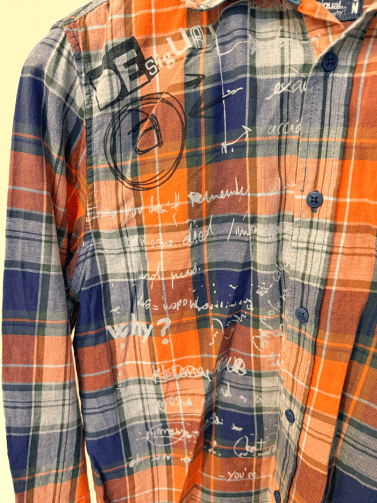Camicia a quadri arancione con bottoni - photo 3