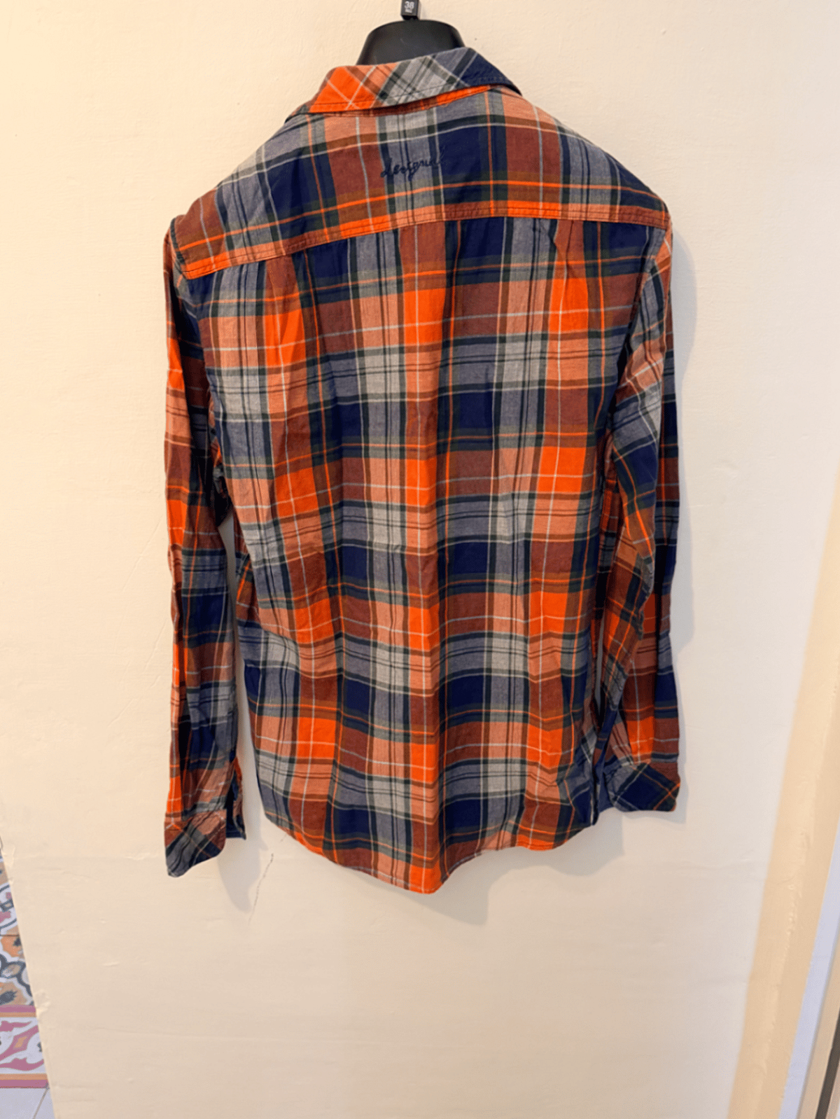 Camicia a quadri arancione con bottoni - photo 4
