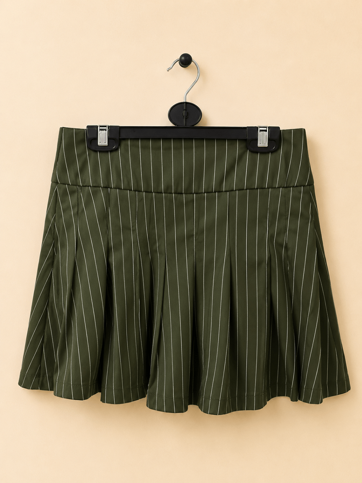 Mini bil-Pleats Pinstripe Aħdar Żebbuġi - photo 2