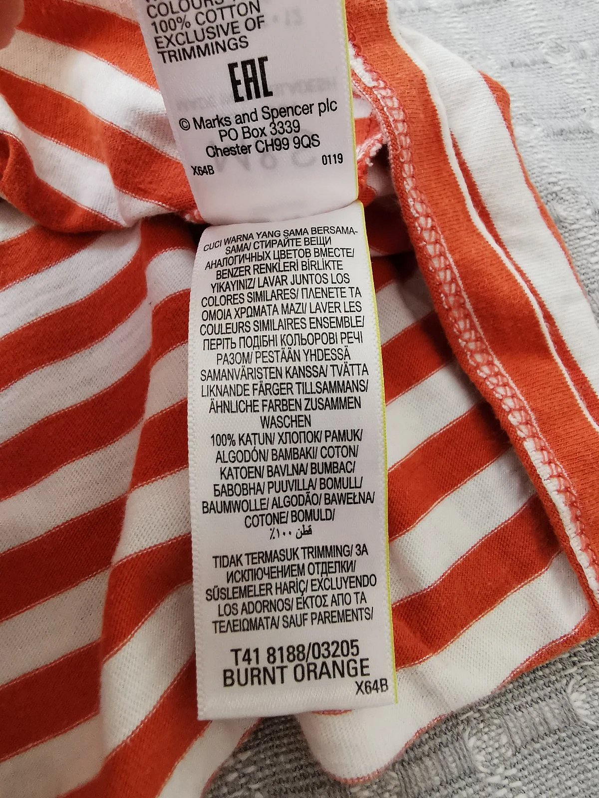 T-Shirt tal-Qoton Strixxat tal-M&S - photo 5