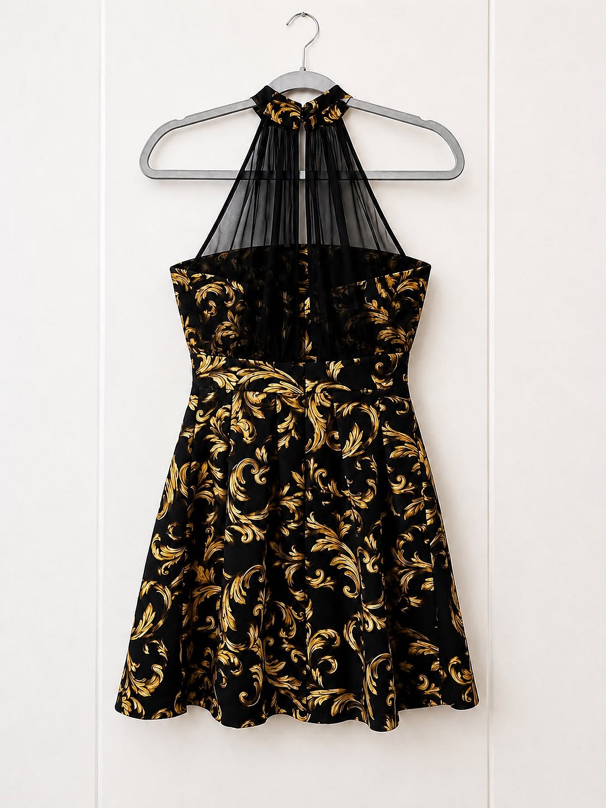 Black Gold Baroque Halter Dress - photo 2