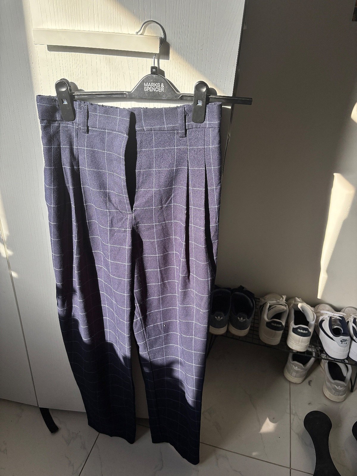 Pantalones a cuadros/de cuadros vichy en azul marino  - photo 2
