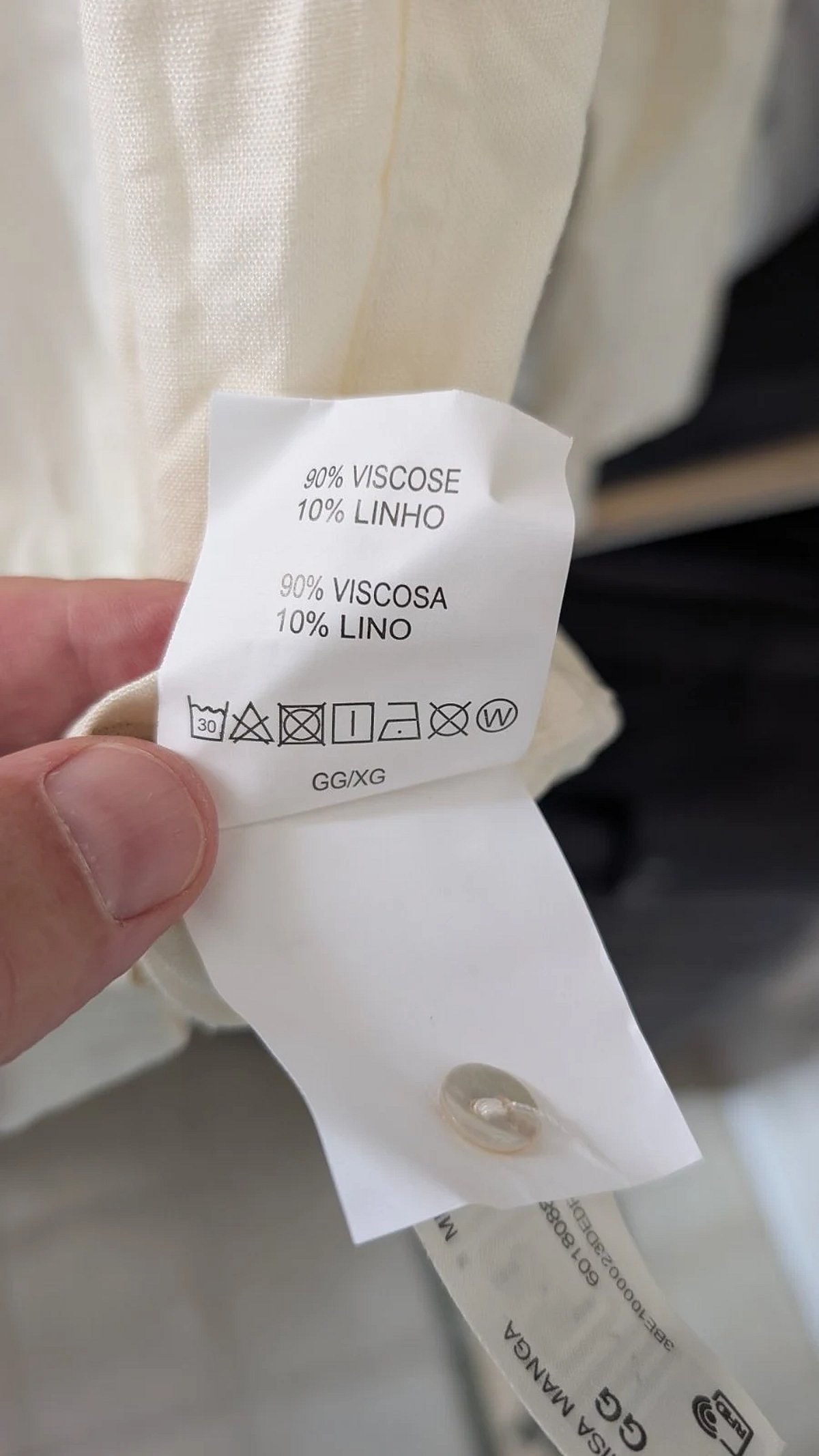 Camicia color crema in misto lino - photo 3