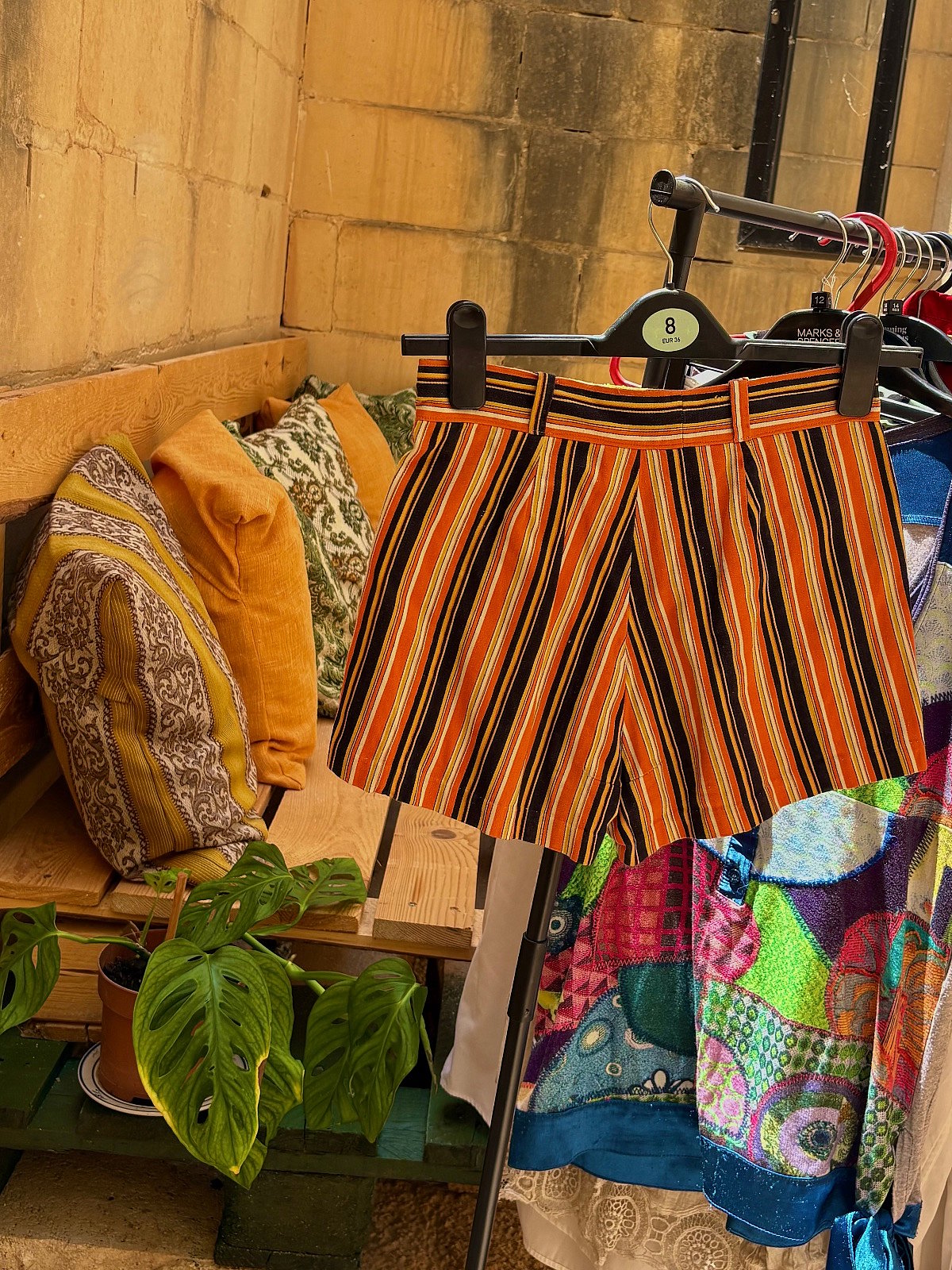 Pantaloncini sartoriali vintage a righe arancioni - photo 2