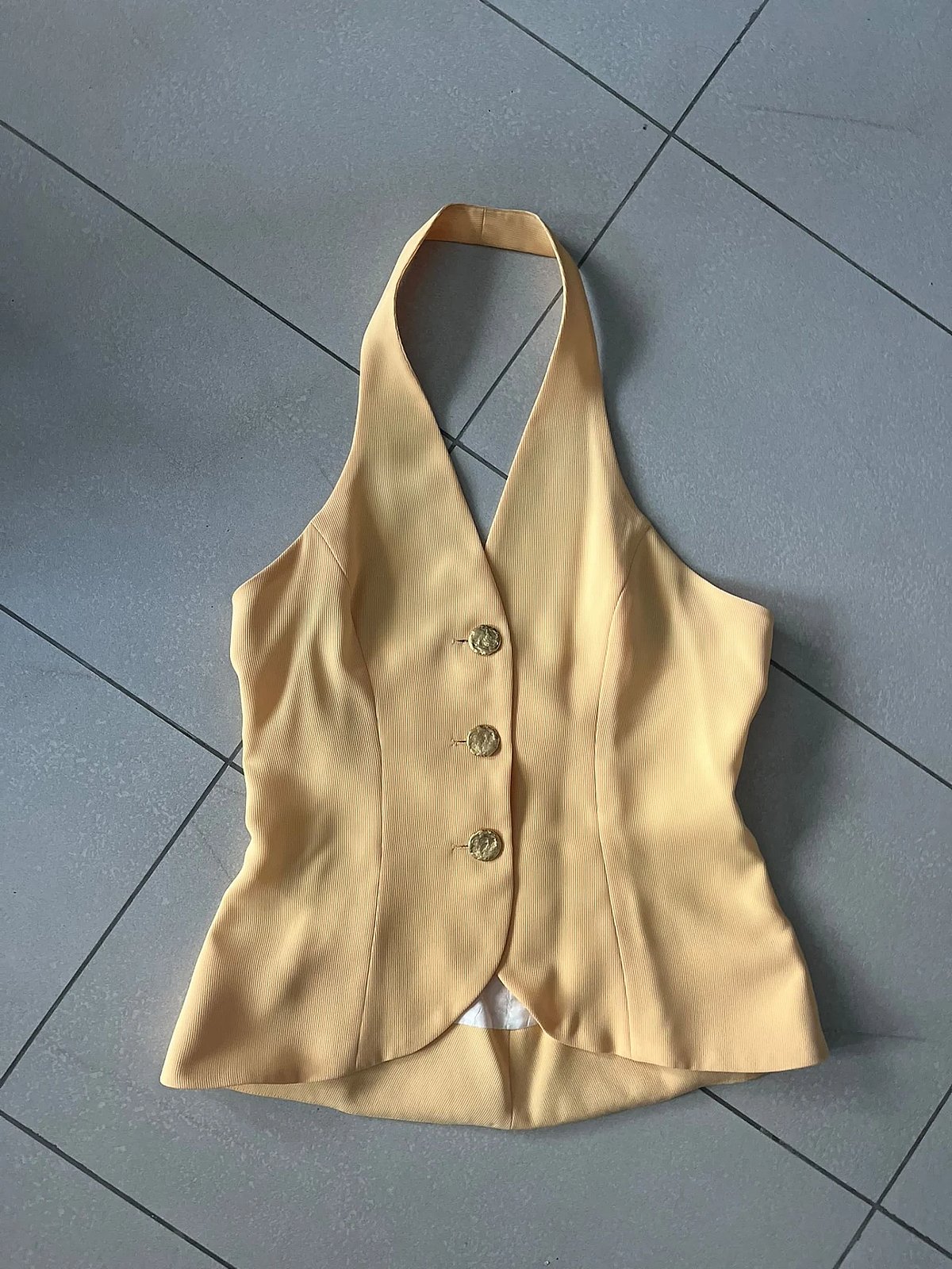 Conjunto de traje de tres piezas amarillo vintage - photo 3