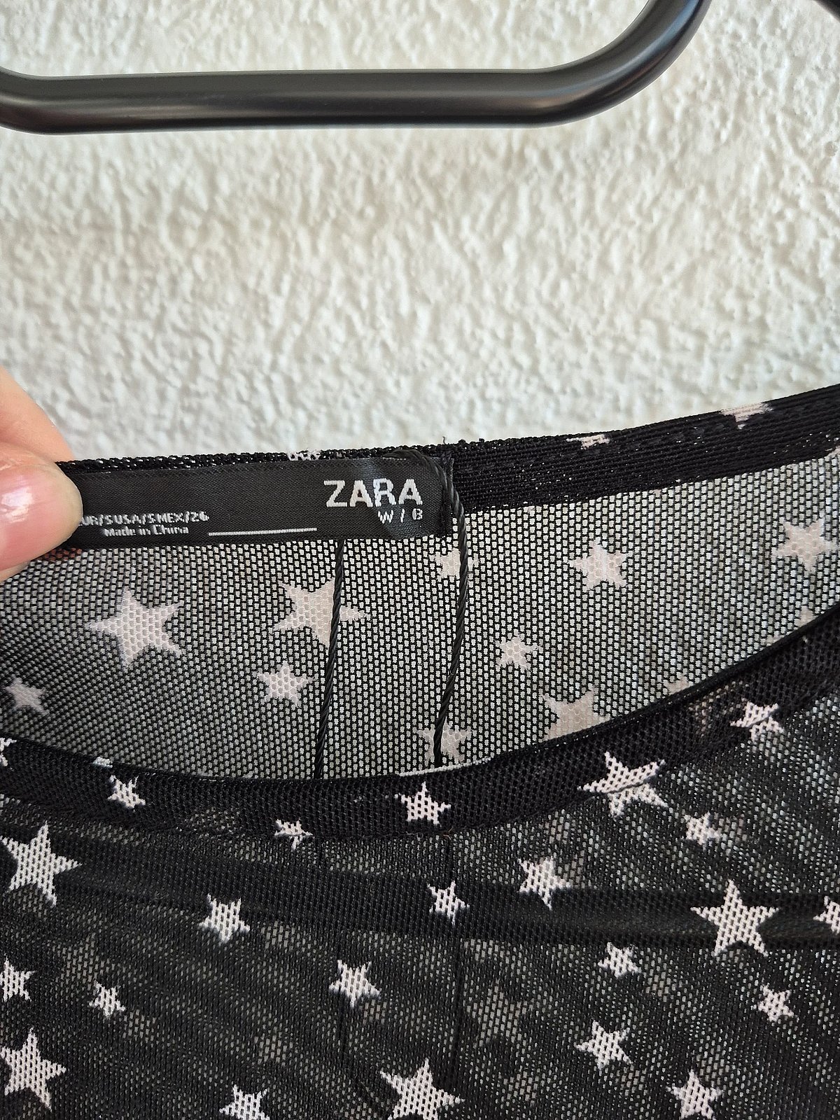 Top de malha com estampado de estrelas pretas da Zara - Transparente, tamanho S - photo 2