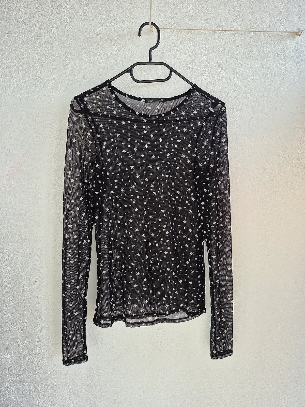 Top de malha com estampado de estrelas pretas da Zara - Transparente, tamanho S - photo 4