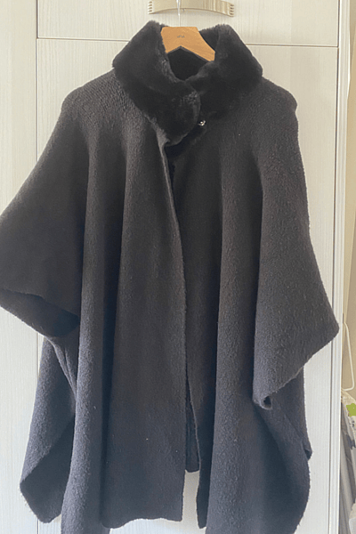 Black Faux Fur Collar Cape by M&S — pre-loved on Thrifted.mt