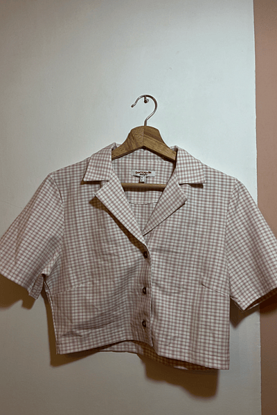 Gingham Print Short Sleeve Shirt by DONT CALL ME Jennyfer — pre-loved on Thrifted.mt