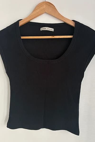 Pull&Bear Ribbed Scoop Neck Top