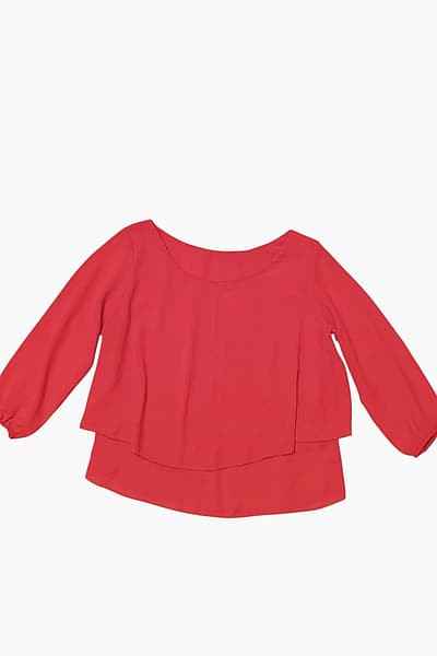 Fuchsia Layered Three Quarter Sleeve Blouse — pre-loved on Thrifted.mt