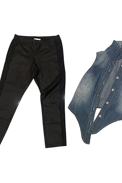 Sett Sisley - Qmis tal-jeans u leggings suwed — pre-loved on Thrifted.mt