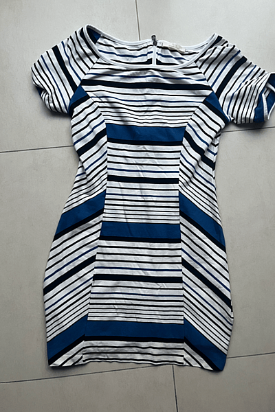 Blue Striped Short Sleeve Dress harmont blaine L by Harmont & blaine — pre-loved on Thrifted.mt