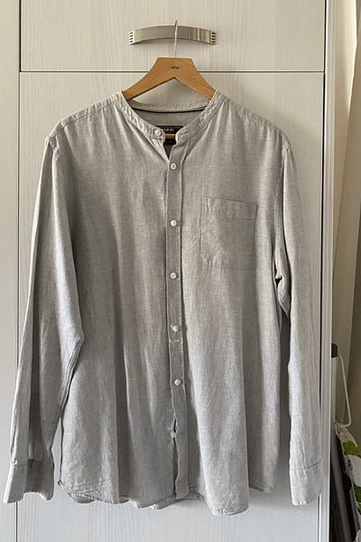Grey Linen Blend Grandad Shirt by Maine New England — pre-loved on Thrifted.mt